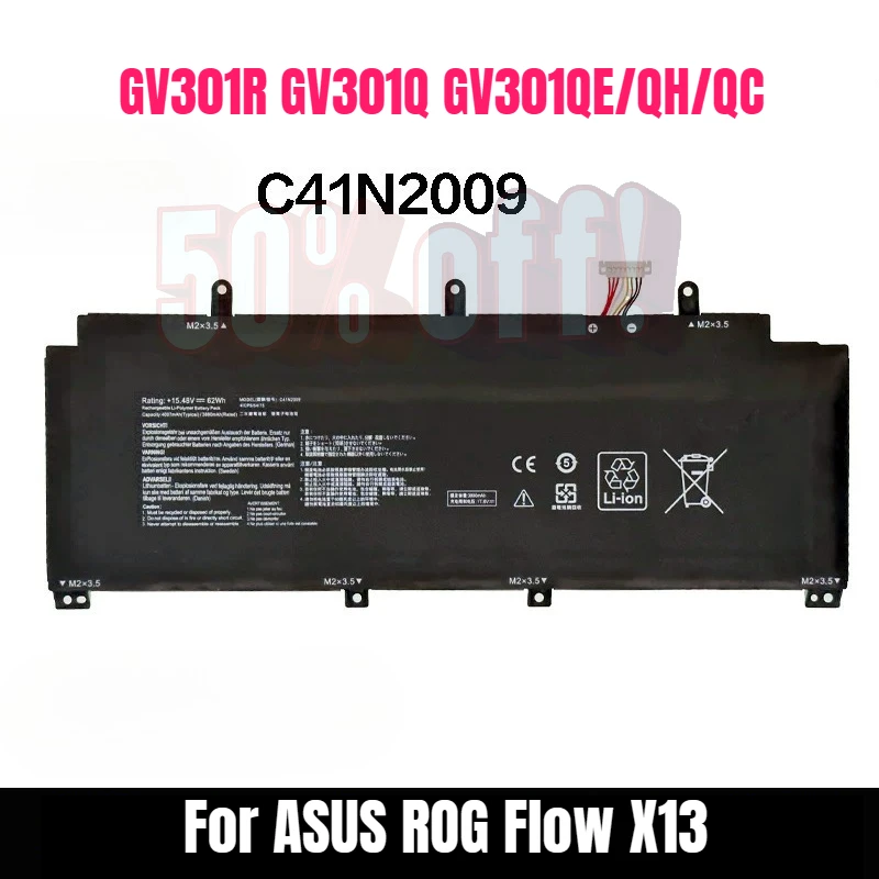 Batterie d'ordinateur portable 15.48V 62WH C41N2009 pour ASUS ROG Flow X13 PV301 PV301QH GV301Q GV301QC GV301QH GV301RA GV301RC batterie au Lithium