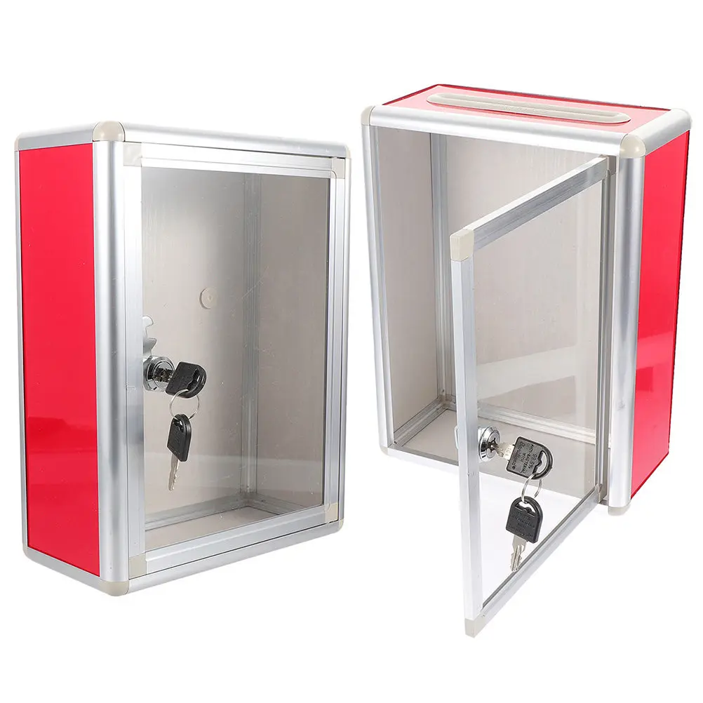 

2Pcs Clear Acrylic Metal Wall Mailbox with Security Lock Multi Functional Suggestion Ballot Voting Complain Box for Indoor