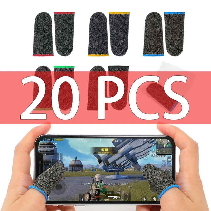 20pcs Gaming Finger Sleeve Mobile Screen Controller Breathable Sweatproof Non-Scratch Touch Screen Thumb Glove Accessories