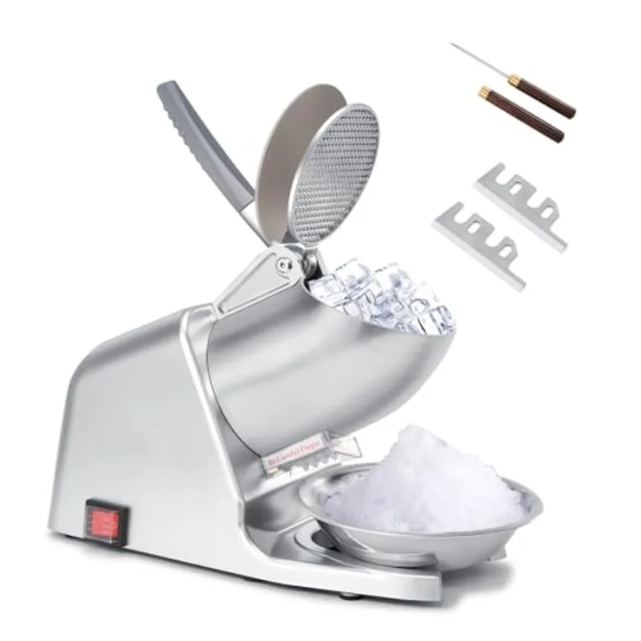 

300W 178 lbs/hr ETL-Listed Dual Blade Electric Ice Shaver Machine with Ice Pick Ice Crusher for Home Use and Commercial Shaved