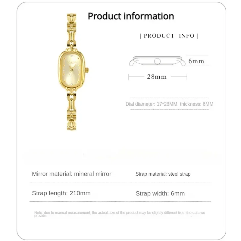 Watch for Women Retro Bracelet Watch Small Gold Oval Waterproof Stainless Steel Light Luxury Art Classic Quartz Ladies Watch