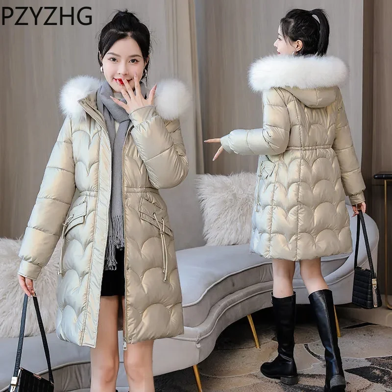 

New Winter Jacket Parkas Women CoatFemale Jacket Thick Warm Cotton Padded Puffer Parka Outwear Fur Collar Hooded Overcoat