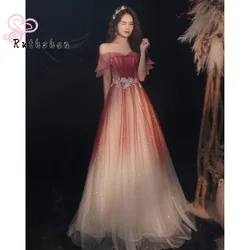 Customized Fashion Gradient Prom Dresses for Women 2023 Off Shoulder Sparkly with Appliques Vestido De Festa Luxury Night Dress