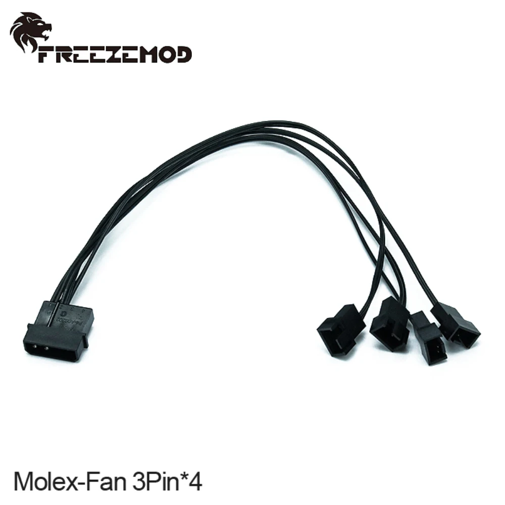 FREEZEMOD MOLEX 1-4 FAN 3PIN JST Splitter Big 4D 4PIN Power Supply Adapter Transfer Cable Converter Wire PC Fans 1 to 4 Ports