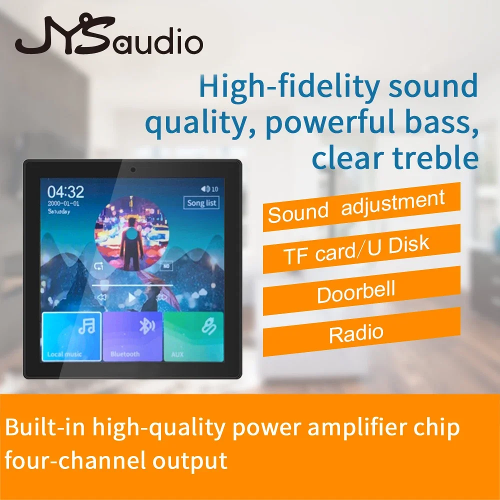 4 channel*20W Wall Amplifier Bluetooth-compatible 4 inch Sound Amp Home Theater Sound System Stereo Music Panel for Restaurant