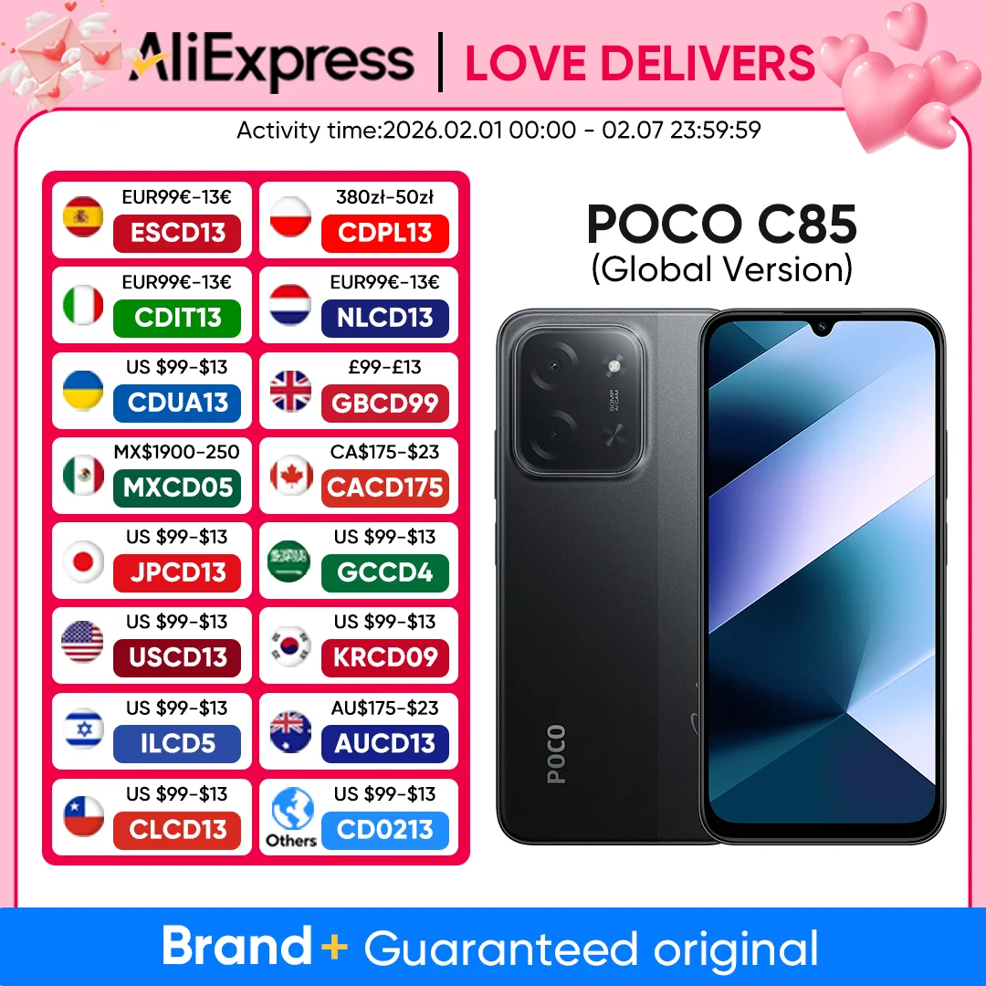 

POCO C85 Global Version Smartphone MTK Helio G81-Ultra 6000mAh Battery 6.9" Dot Drop Display 50MP Camera 33W Fast Charging NFC