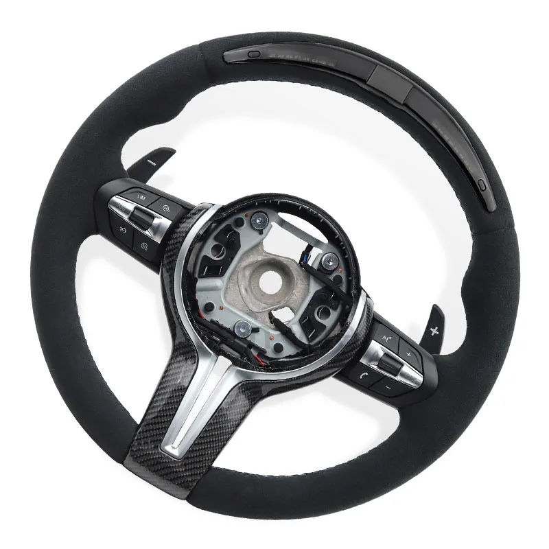 LED Sude Steering Wheel For BMW M3 M5 M6 F07 F10 F11 F18 F20 F06 F12 F13 F01 F02 F03 F30 F90 F91 F92 F93 E90 E91 E92 E93 E70 view 3