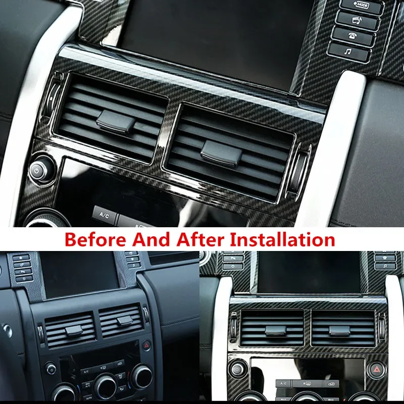 ABS carbon fiber color Center Console Air Conditioning Vent Trim Cover Fit For Land Rover Discovery Sport 2015-2019 Car Styling