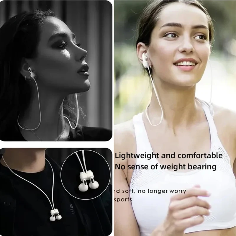 1/2/3/4Pcs Soft Silicone Anti-Lost Cords Neck Strap For Air Ear Pods 1 2 Earphone Magnetic String Rope Universal