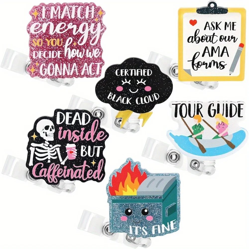 

6 шт. забавные катушки для значков медсестры. Симпатичные блестящие держатели для удостоверений личности для медицинского персонала, учителей и студентов.