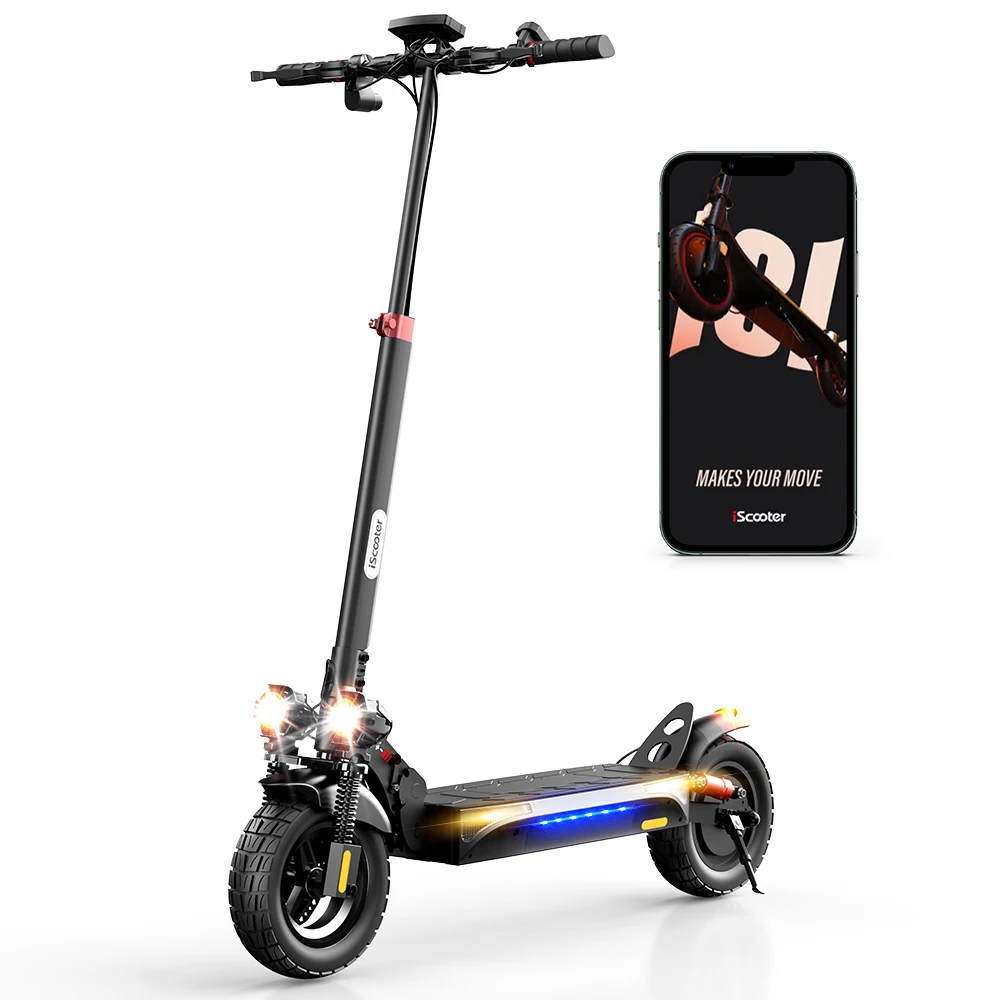 La trottinette électrique iScooter iX4 est dotée d'un moteur de 800 W, d'une batterie 48 V 15 Ah, d'une autonomie de 40 à 45 kilomètres, d'une vitesse maximale de 45 kilomètres par heure, de freins à disque doubles, d'un design pliable, d'une capacité tout-terrain et d'une application.