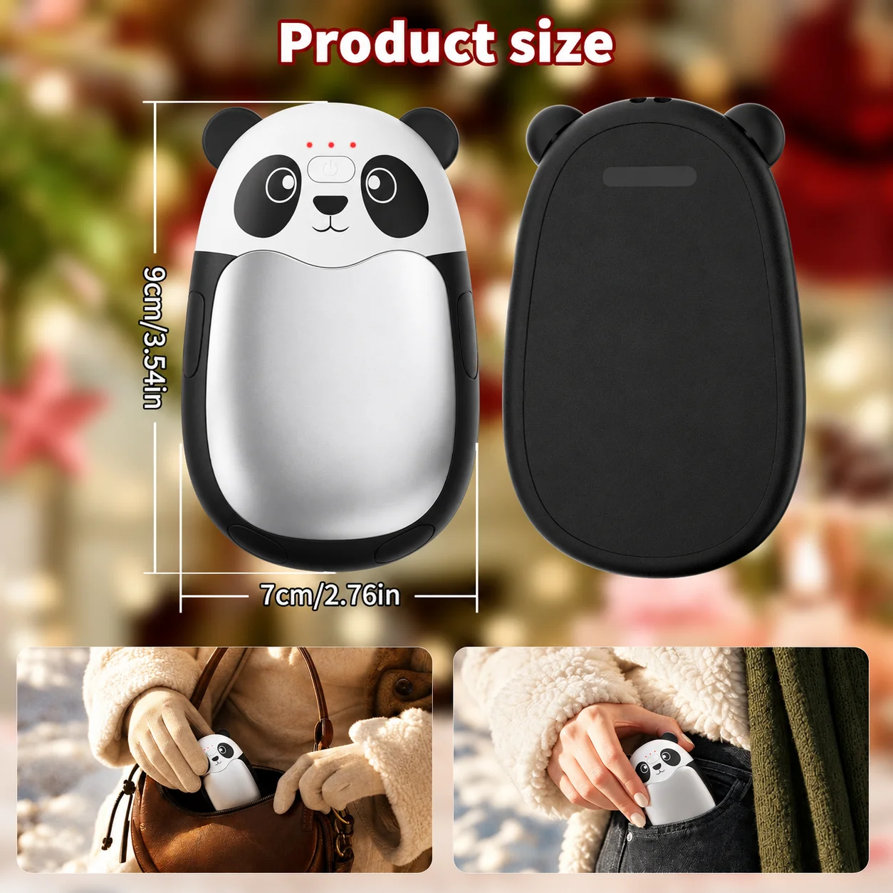 Cute Hand Warmers USB Rechargeable, 3 Temperature Modes Quick Heating&Long Lasting, Built in 4000mAh Battery and Magnetic Design, 2pcs Pocket Heater Best Gift for Christmas Women Men