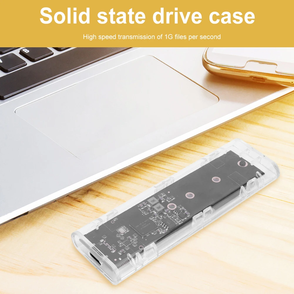 M.2 NVME PCIe NGFF SATA Dual Protocol Clear SSD Case USB3.1 Type C Hard Disk Box B/M Key B +M Key for 2230 2242 2260 2280mm SSD