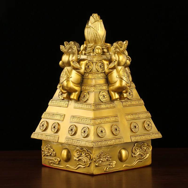 Wholesale Brass Wealth High-Rise Copper Four Elephants Make Money Decoration Lucky Elephant Home Of