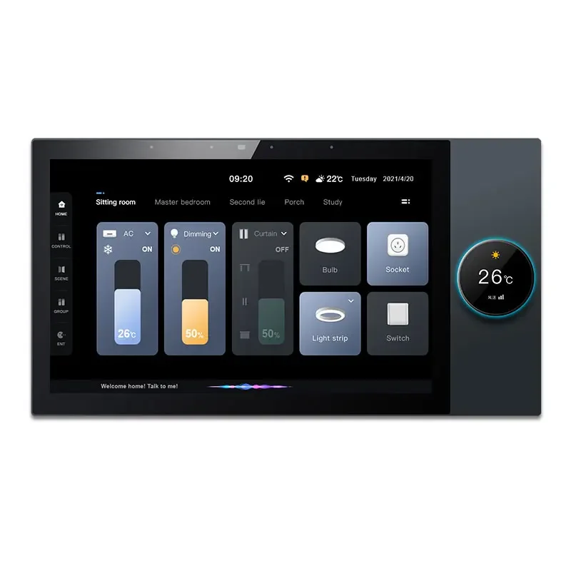 TTIANLAI Alto-falantes de 4 vias multifuncional Tuya Android Painel de controle central de 8 polegadas com fundo de música para casa inteligente