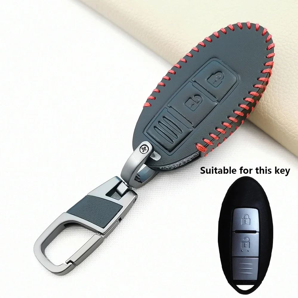 Leather Car Key Case For Nissan Qashqai J10 Teana Pulsar March Micra Juke Note Sylphy X-TRAIL Bluebird Tiida Remote Key Cover