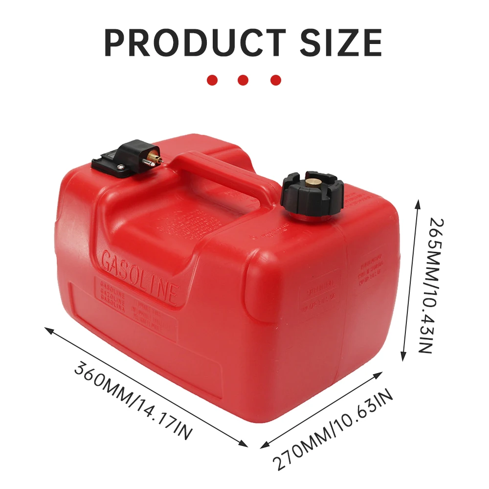 12L Boat Outboard Fuel Tank Oil Box With Connector Red Plastic Anti-static Corrosion-resistant For Boats Yacht Engine Marine