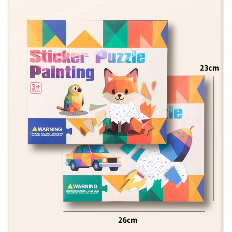 ملصقات ألغاز حيوانات ثلاثية الأبعاد ذاتية اللصق - مجموعة فنية مجمعة مصنوعة يدويًا، هدايا تعليمية للعودة إلى المدرسة للأطفال