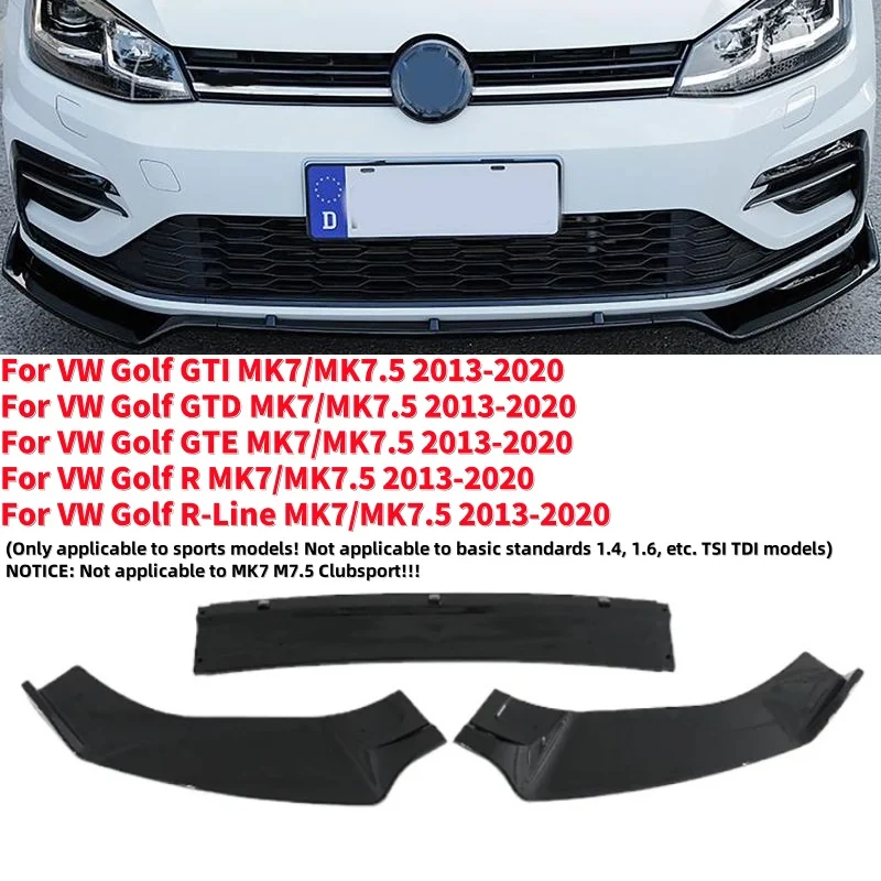 

3Pcs/set Car Front Bumper Lip Diffuser Spoiler For VW Golf MK7 MK7.5 GTI GTD R R-Line 2013-2020