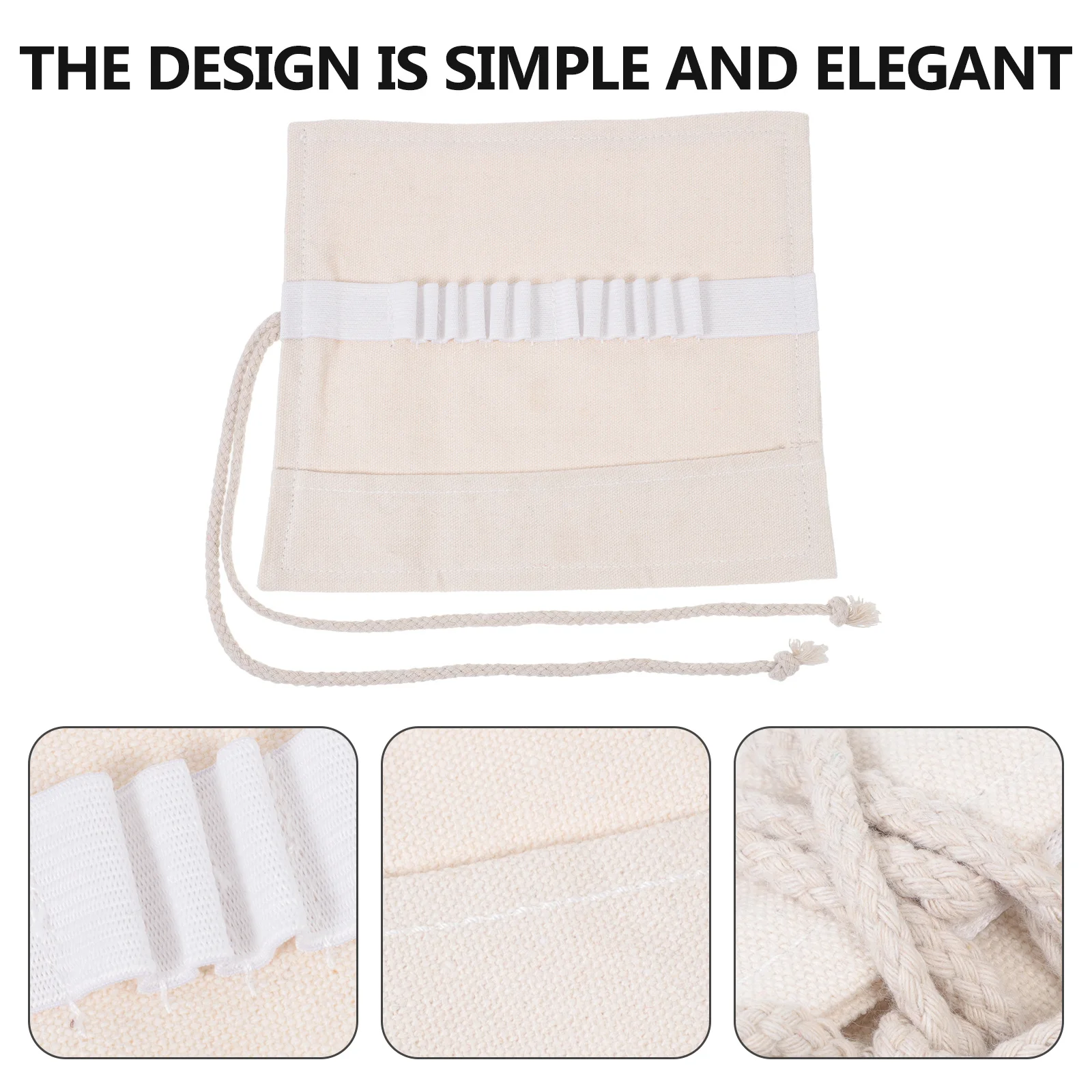 

1Pcs Canvas Pencil Roll Bag Elegant Portable Drawing Pen Organizer Large Capacity Stationery Holder for Artists Students Gifts