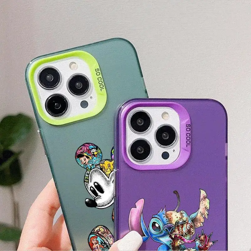 Etui na Apple iPhone 15 11 13 14 Pro Max 12 silikonowe 15 Plus matowe soczewki osłona na telefon Disney Mickey Minnie