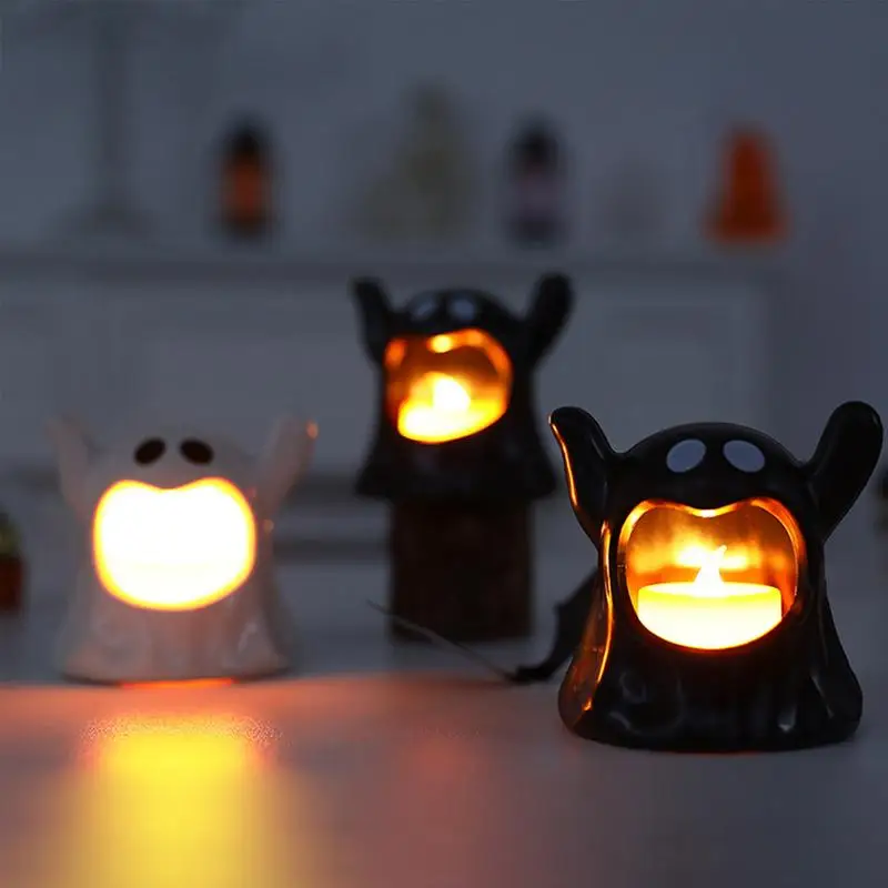 Halloween Ghost Candle Light Battery Powered Electronic Flameless Candles Lamp for Halloween Party Day of the Dead Home Decor