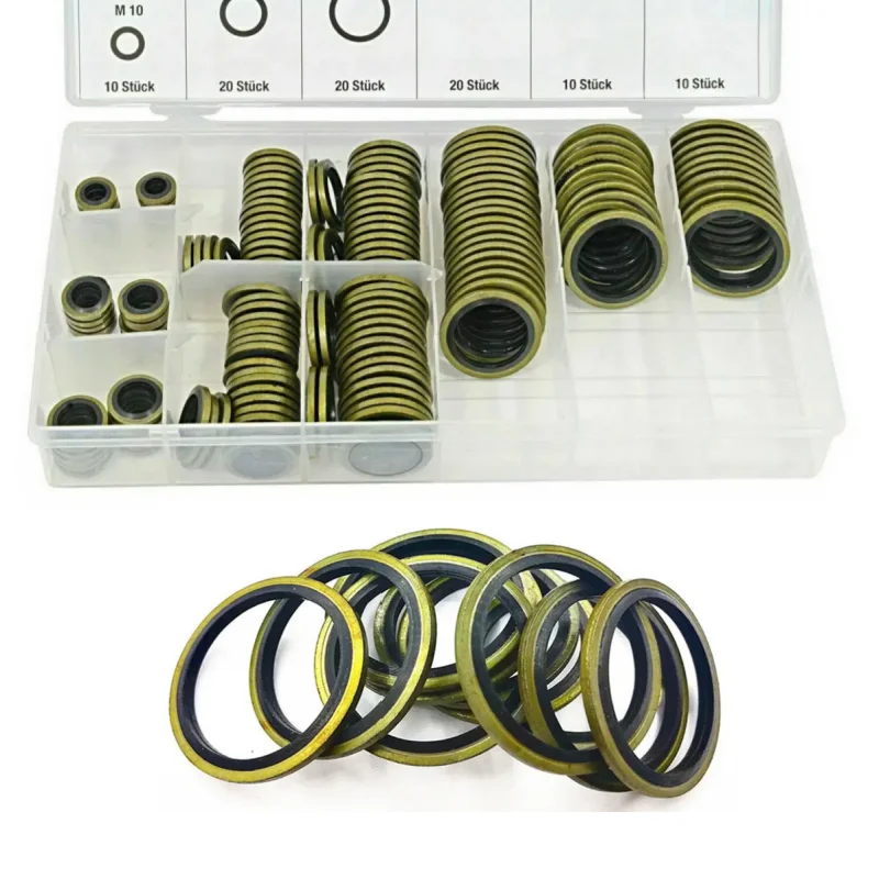 150/100 pces kit arruela de vedação colada M6-M22 plugue de drenagem de óleo conjunto variedade anel de vedação para motor automotivo e reparo de máquinas