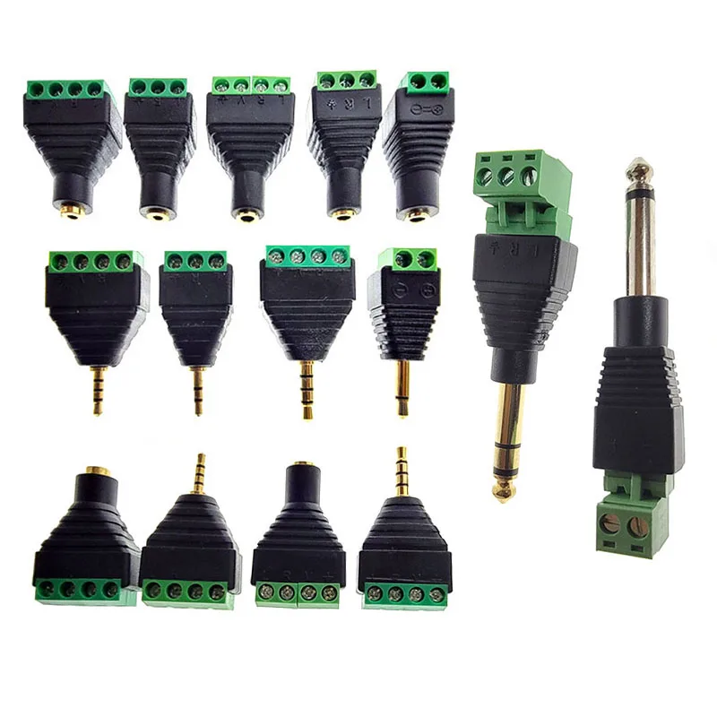 3.5mm/RCA/6.5mm stereo plug socket screw terminal/with terminal block Audio AUX 3/4-pin no-soldering