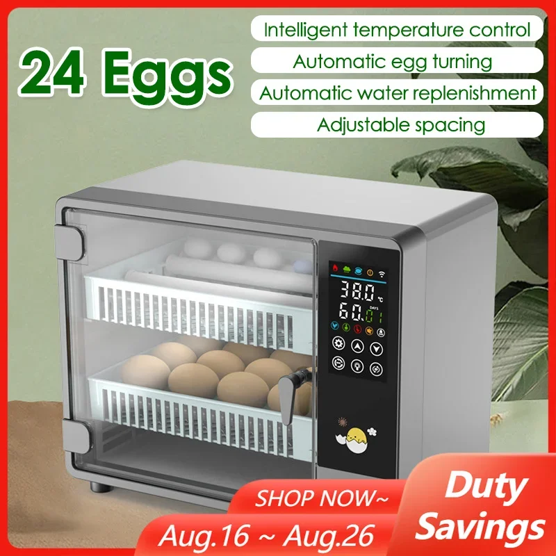 24 Eggs Full Automatic Turning Egg Incubator Touch Temperature Control Farm Hatchery Brooder for Chicken Duck Quail Birds