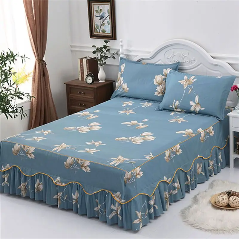 Flat Bed Sheets Twin Queen Full Size Printed Mattress Cover Comfortable Modern Non-slip Durable Princess Korean Skin-friendly