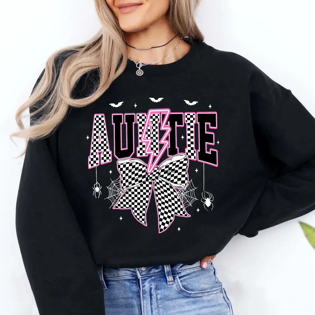 

Spooky Auntie Round Neck Print Cute Little Fresh Sweatshirt Women's Casual Home Wear Versatile Women's Round Neck