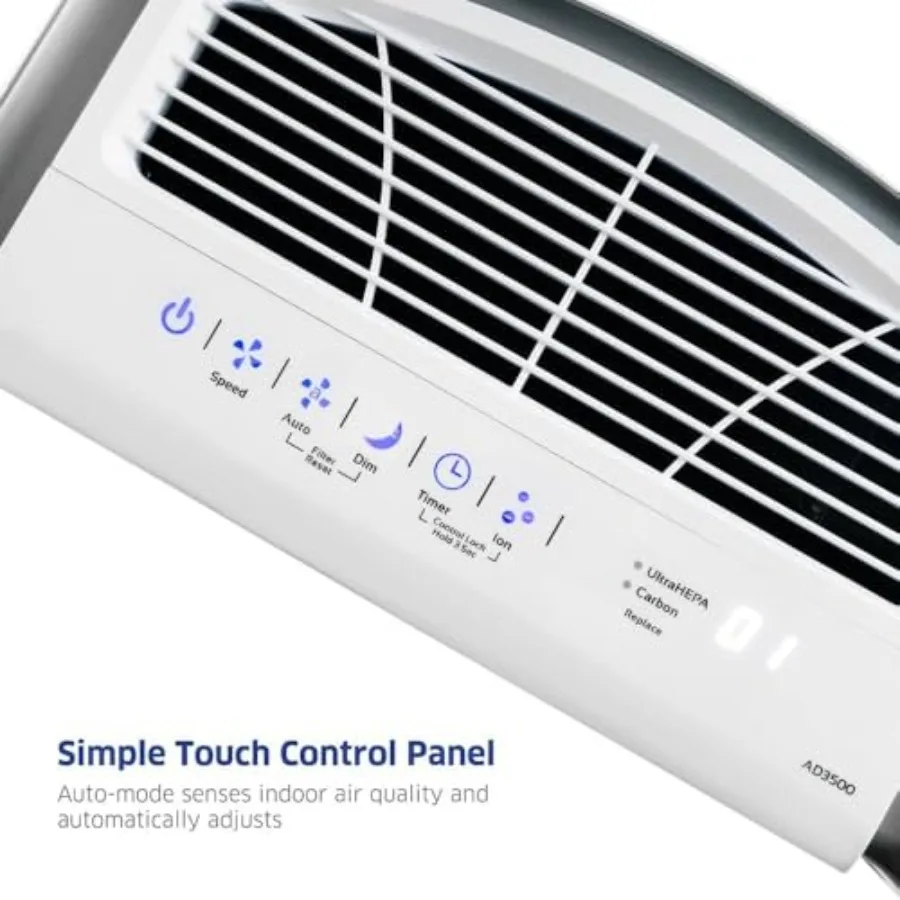 منقي هواء AD3500 للمنزل والغرف الكبيرة حتى 1260 مربعًا. قدم مع تغييرات الهواء 2x/ساعة، مرشحات UltraHEPA الكربونية ومرشحات VOC Advan