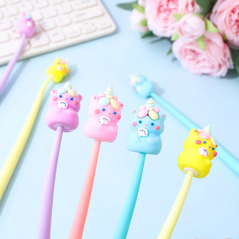 Imagem -02 - Kawaii Unicórnio Soft Shake Gel Pen Desenhos Animados Bonitos Tinta Preta Canetas Neutras Escrita Suave Escola Papelaria Kids Escritório 30 Pcs por Lote