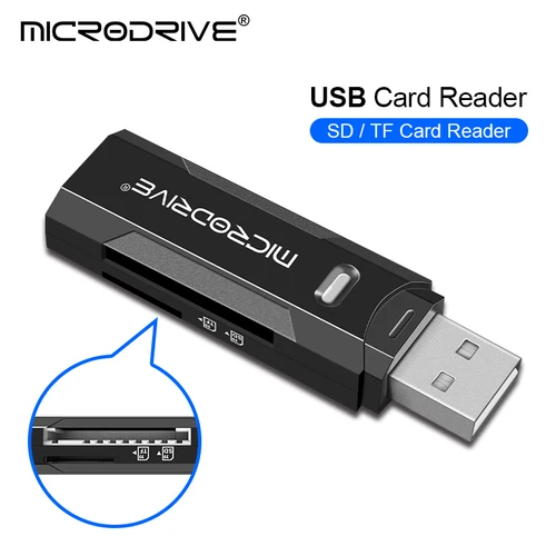 Imagen 2 del producto Lector de tarjetas USB 3,0/2,0 de alta velocidad 2 en 1 multifuncional compatible con computadora TF + SD, cámara para tableta, computadora portátil, montado en el coche
