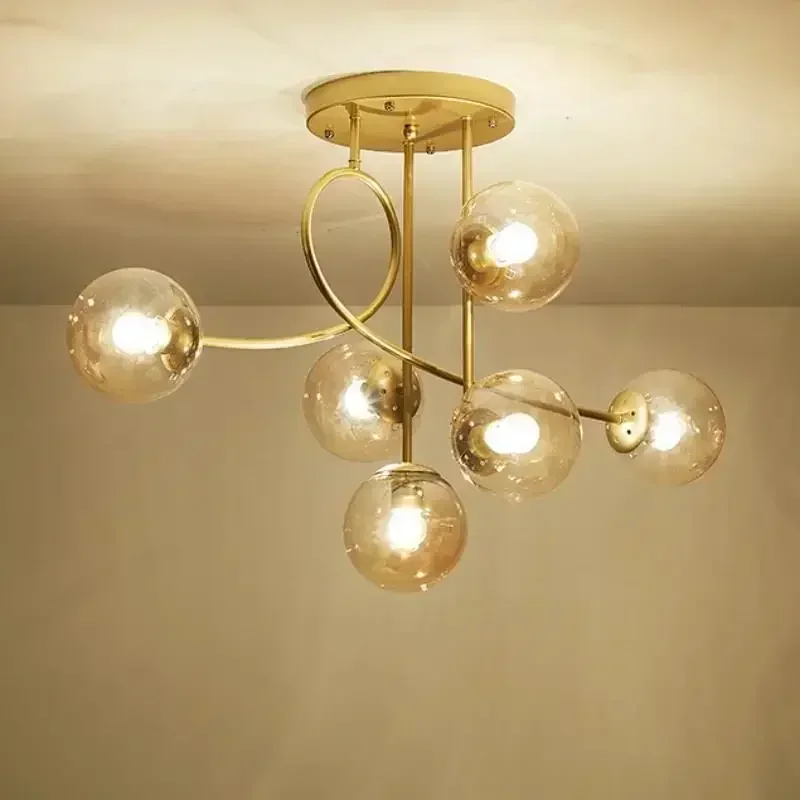 

SANDYHA Modern Minimalist Nordic Pendant Light LED Chandelier Black Gold Glass Ball for Dining Living Room Bedroom Decor Stylish