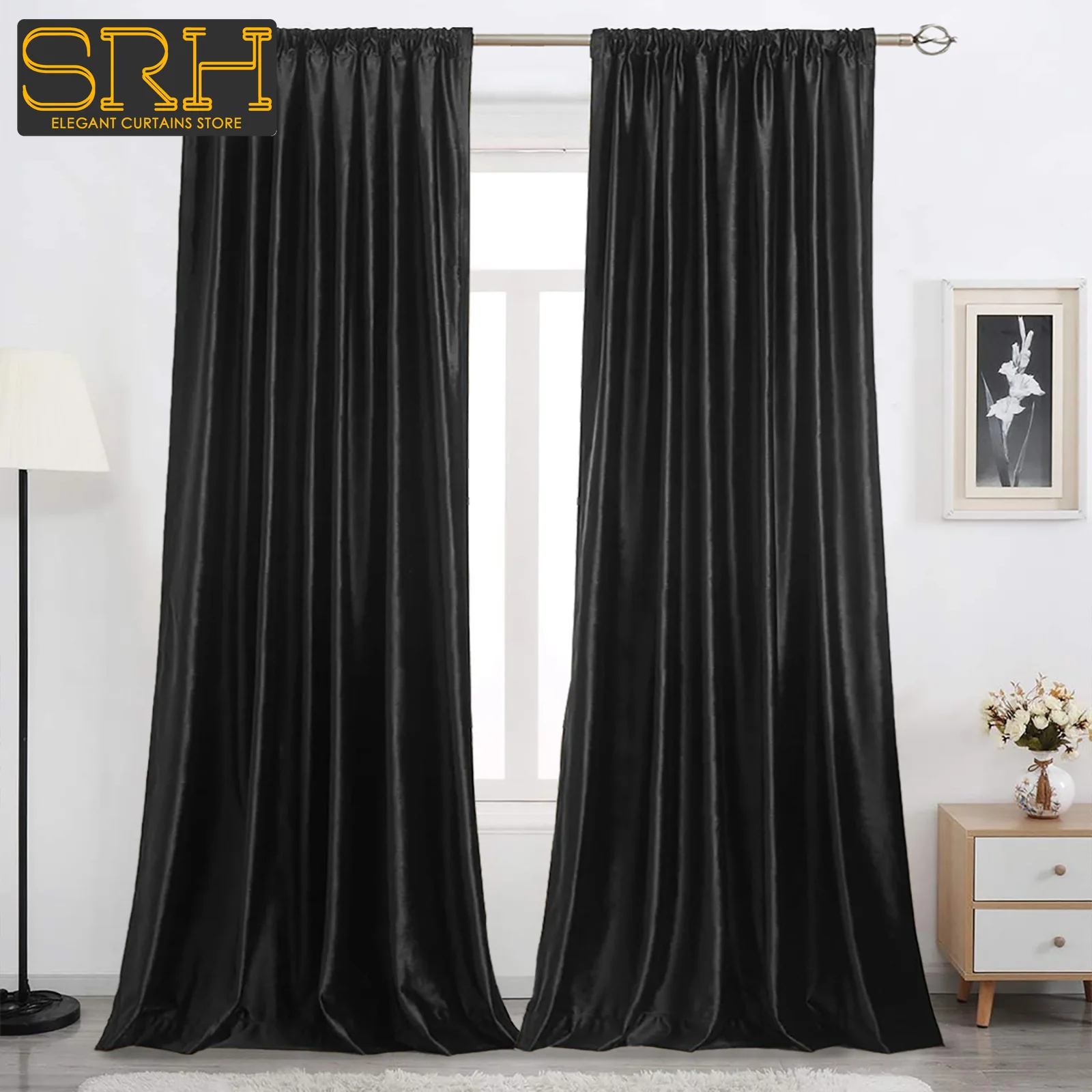 

Simple Solid Color Black Velvet Curtains Finished Bedroom Living Room Window Blackout Sunshade Decora Fabric Custom White Tulle