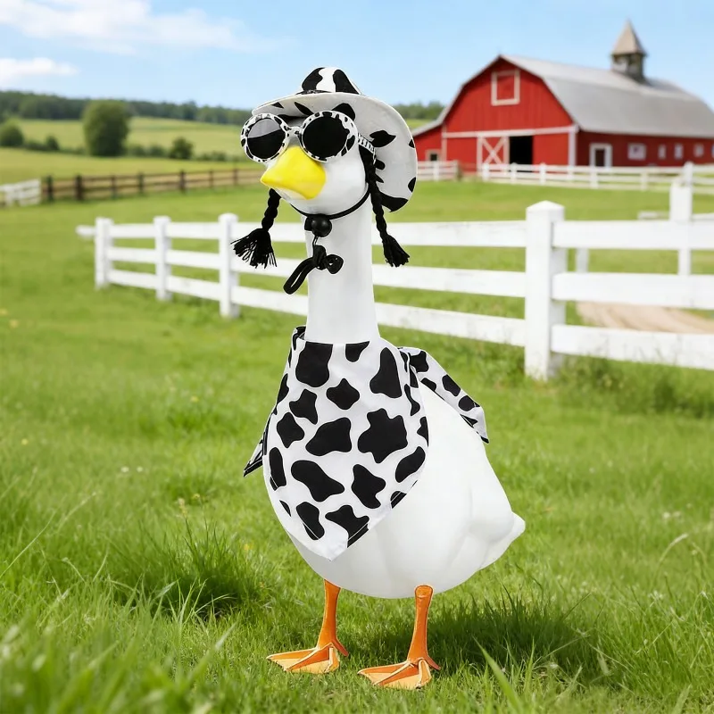 Cow Style Lawn Goose Outfit 23 Inch with Hat Bandana Farm Decor for St Patricks Day Party
