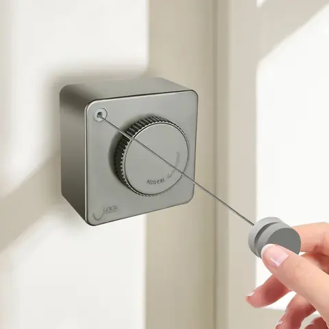 1 Pcs Indoor Retractable Clothesline Non Sagging Outdoor Clothesline Wall Mounted Stainless Steel Rope 15.1 Feet Gray