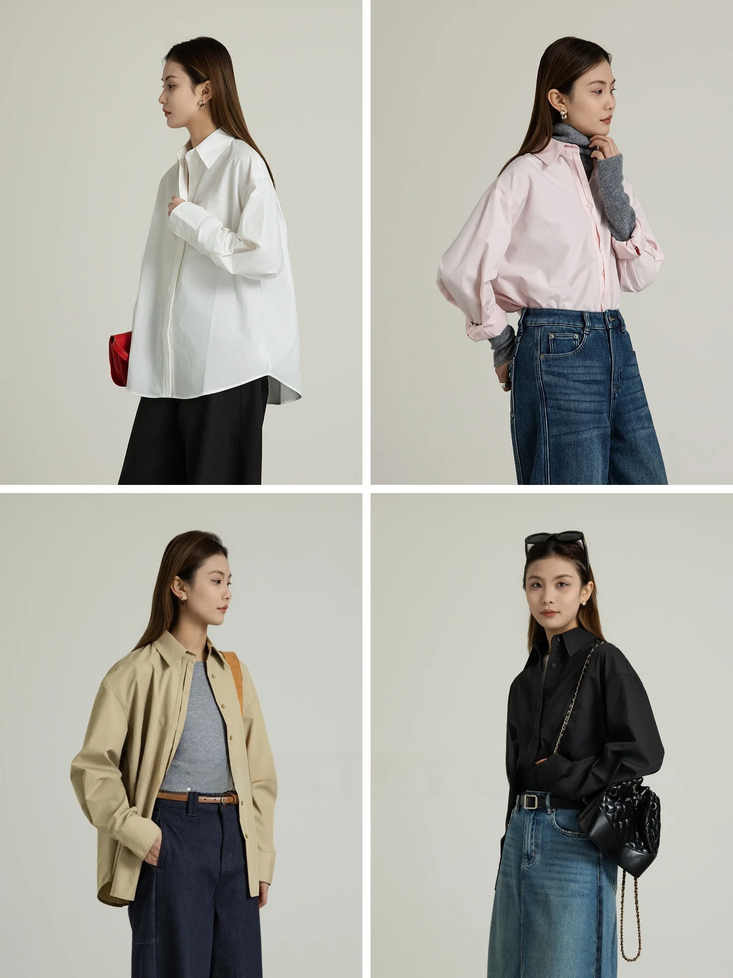 

Slimming Effect Geometry Long Sve irt Casual Sle f Pleated Stand Collar Spring Faion Women's Clothing