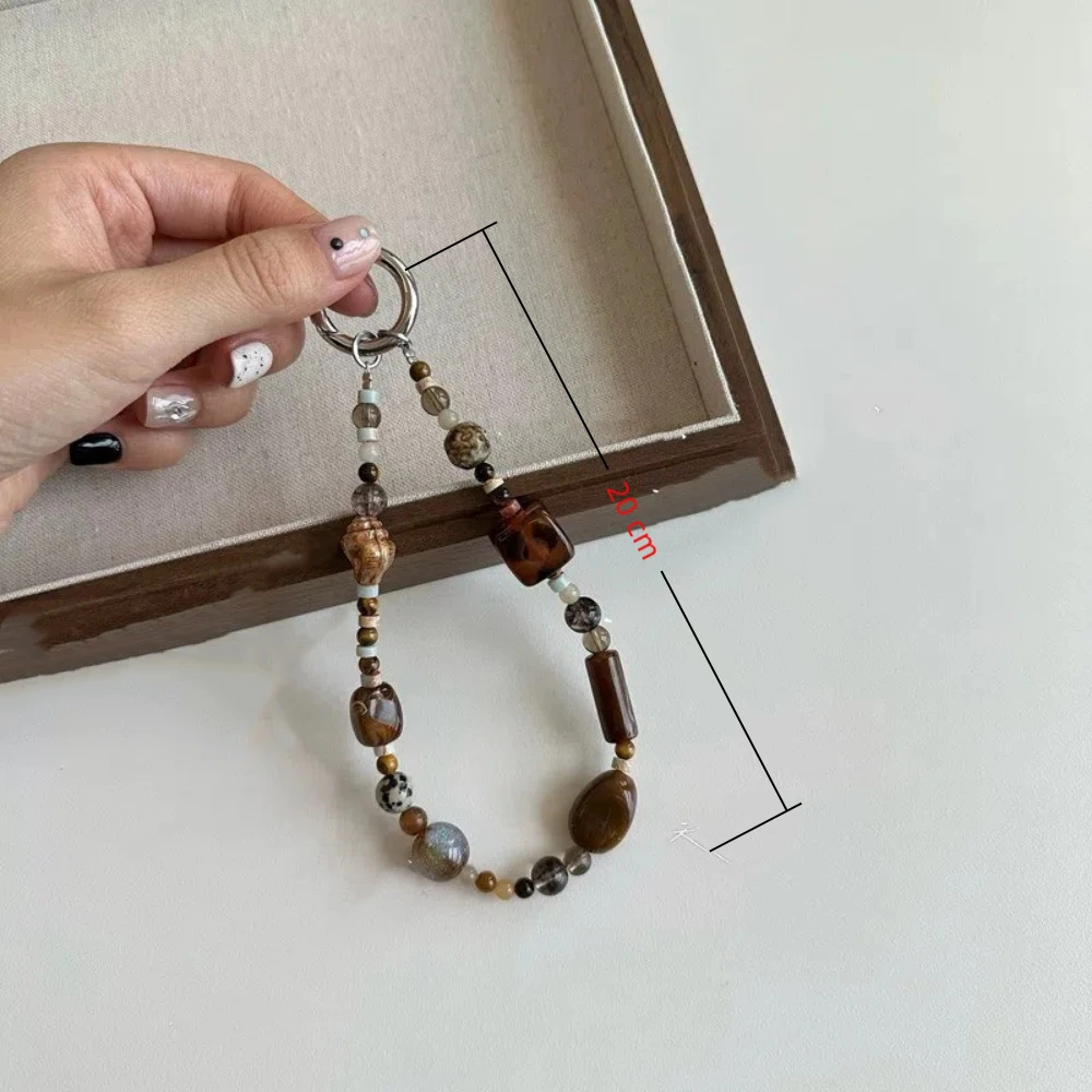 Korea PVC Phone Strap Chain Retro Alien Beaded Mobile Phone Pendant Ccd Camera Chain Keychain Accessories