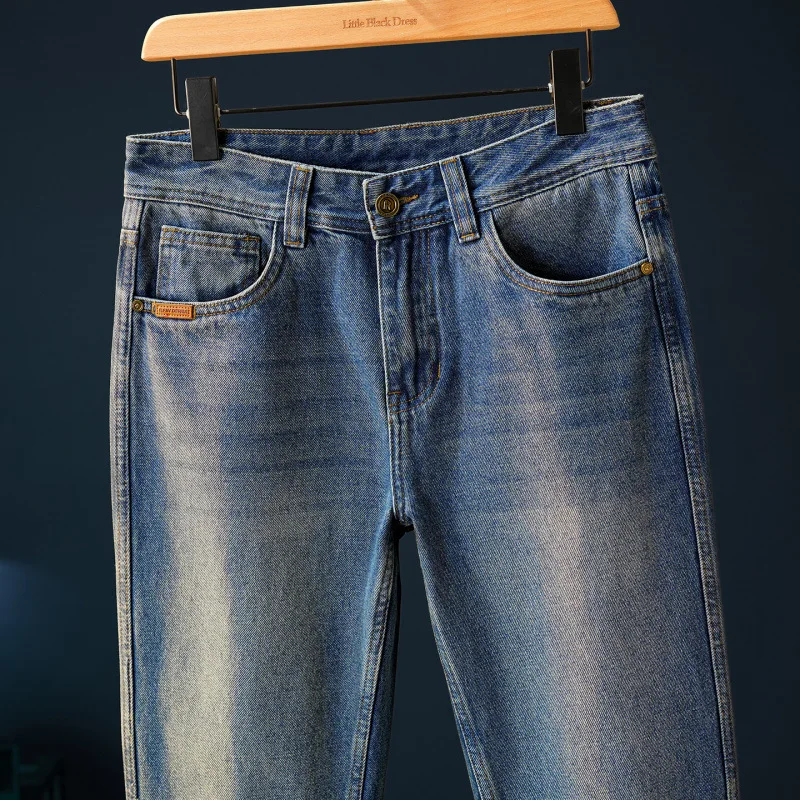 2025 autumn men's jeans straight tube loose light business trend fashionable men's casual retro versatile pants