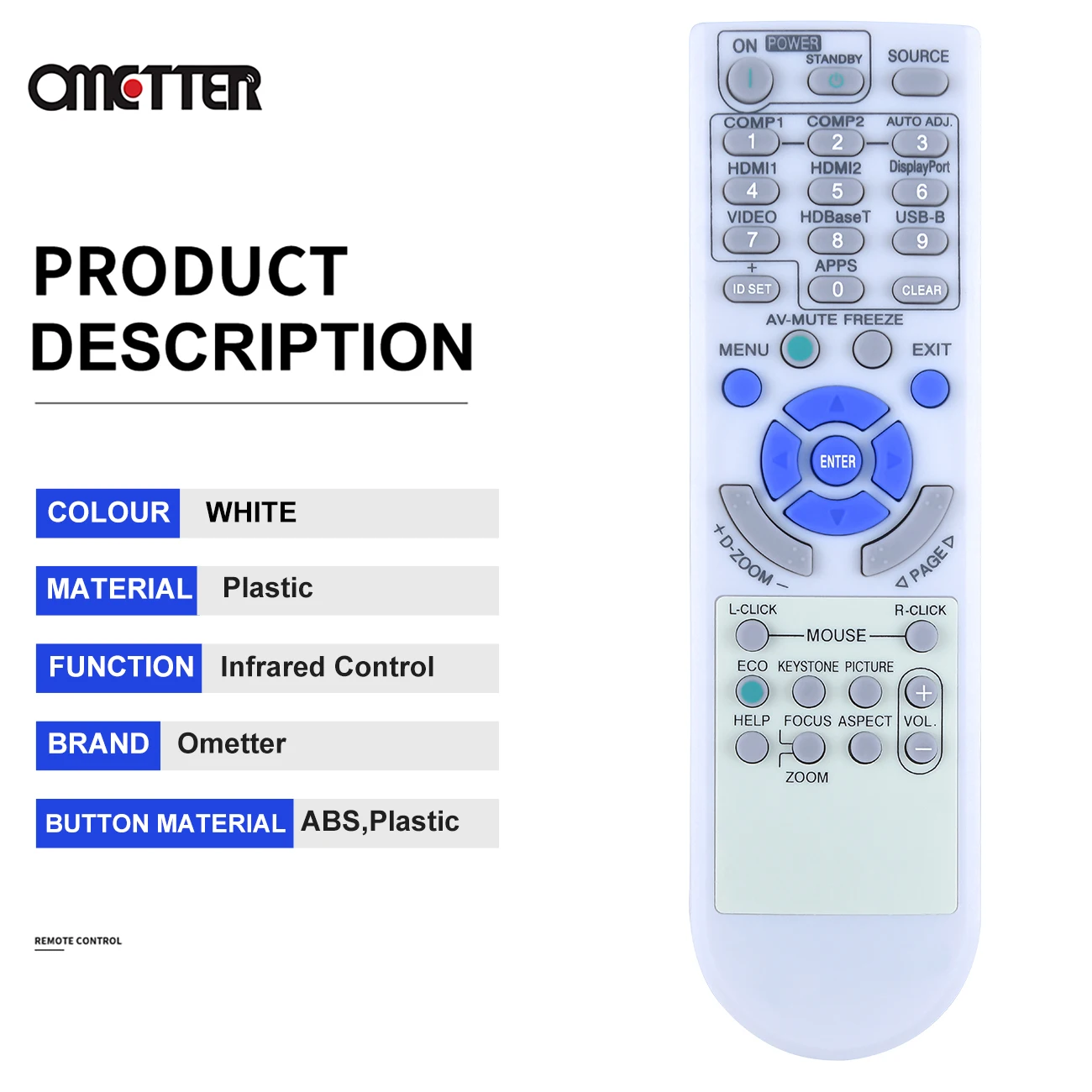 Mando a distancia para proyector NEC RD472E, P452H, P452W, P474U, P474W, P502H, P554U, RD-472E