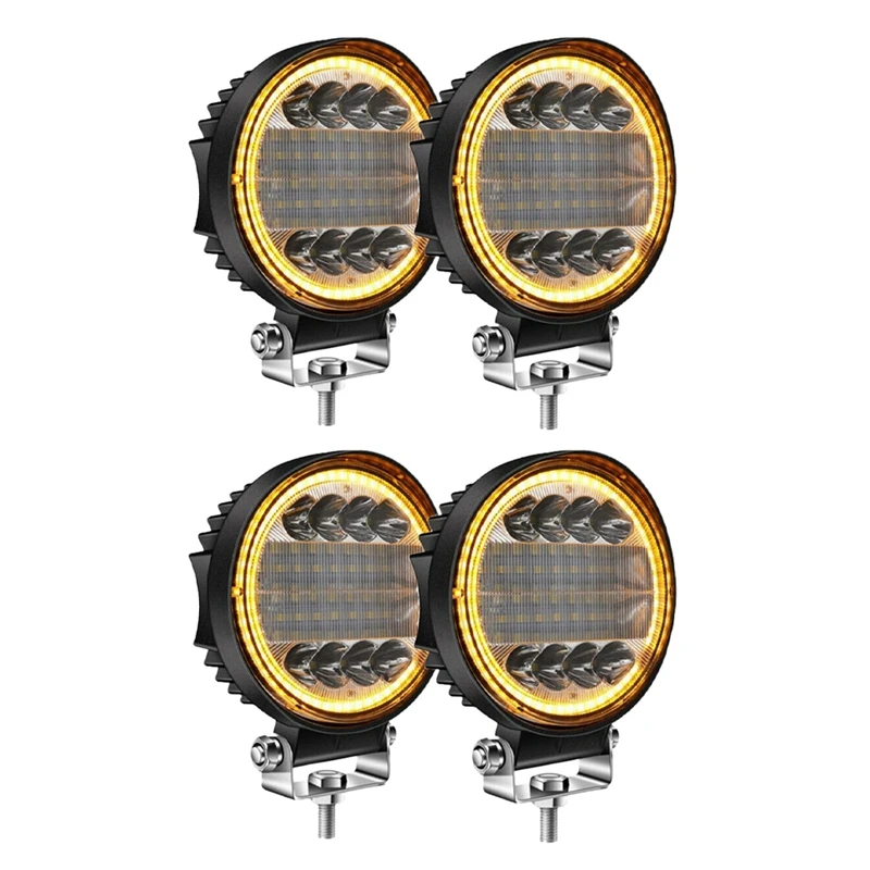 Lâmpada de nevoeiro âmbar para condução off-road, luz de trabalho LED, inundação combinada, 4X, 5 Polegada