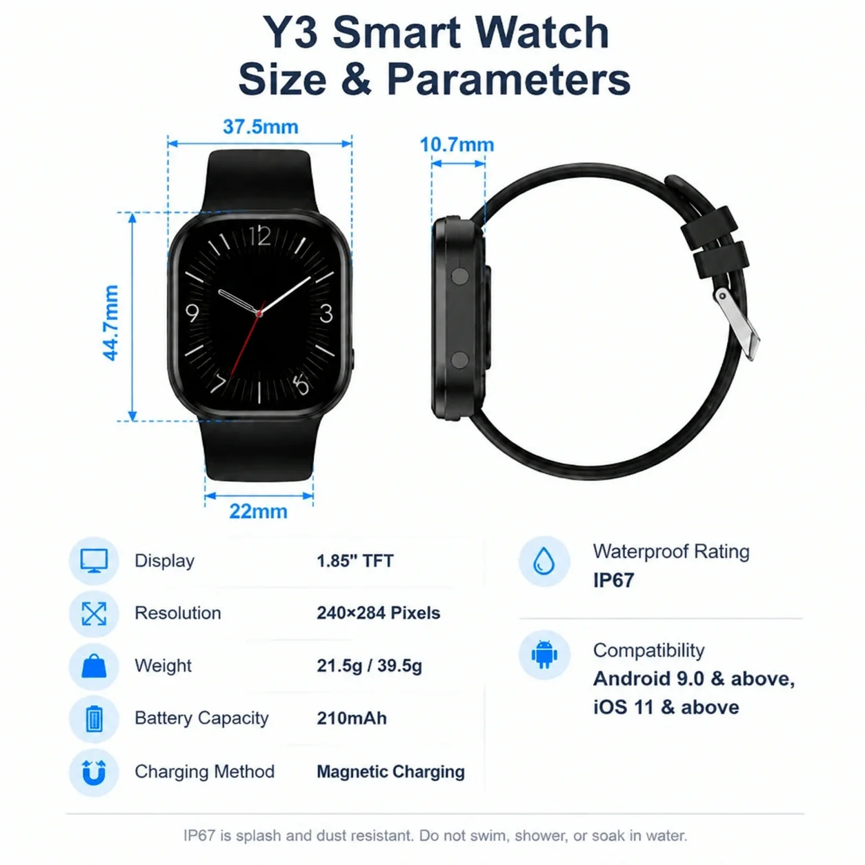 Y2 Smart Watch Bluetooth Call 1.88