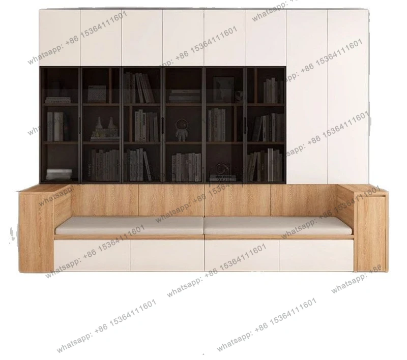 Multifunctional household desk with card seat, locker, sofa, bookcase integrated with wall