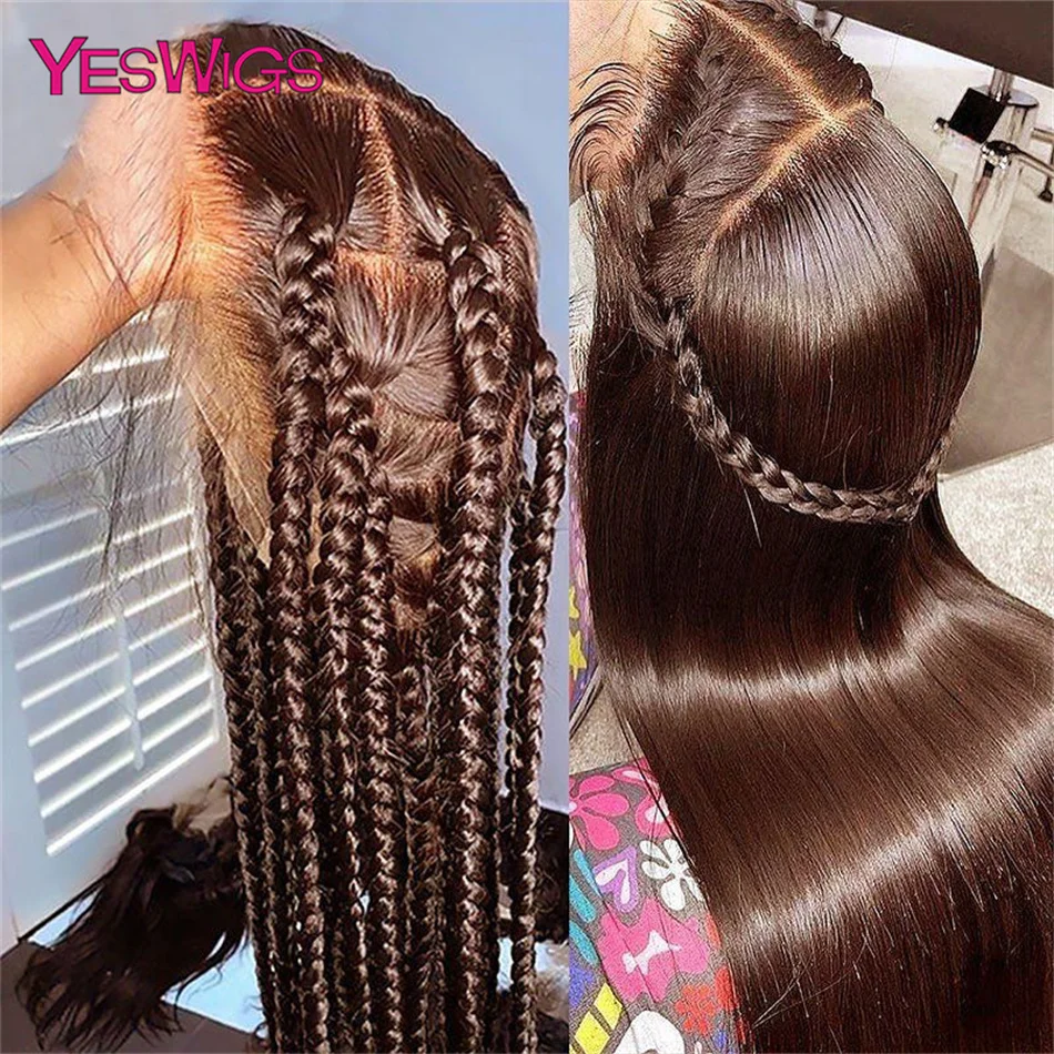 Chocolate Brown HD 13x6 Lace Front Wigs 30 34 Inch Straight Lace Frontal Wig 100% Human Hair Pre plucked Colored Human Hair Wigs