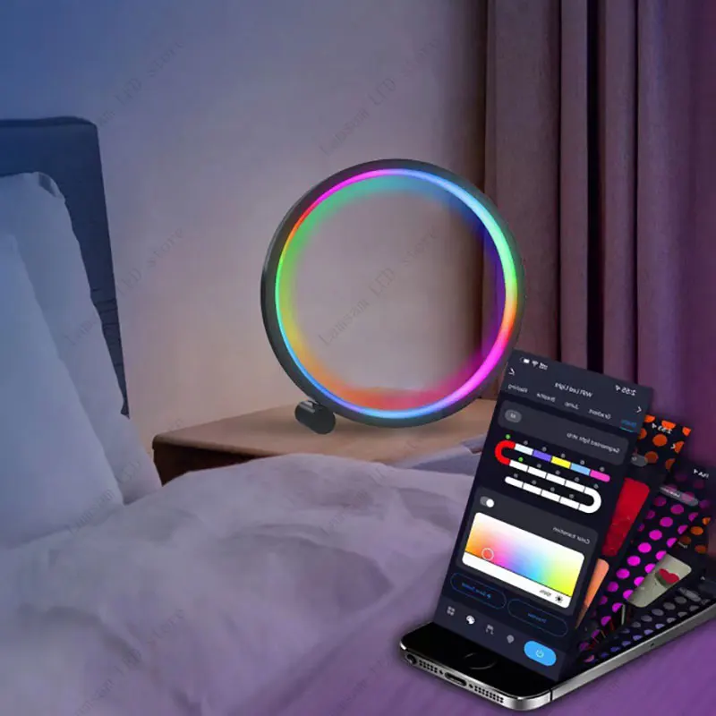 LED RGB مصباح حلقي عكس الضوء التحكم عن بعد USB تيار مستمر بالطاقة الموسيقى مزامنة الإنارات التصوير ضوء لغرفة النوم غرفة المعيشة الطرف