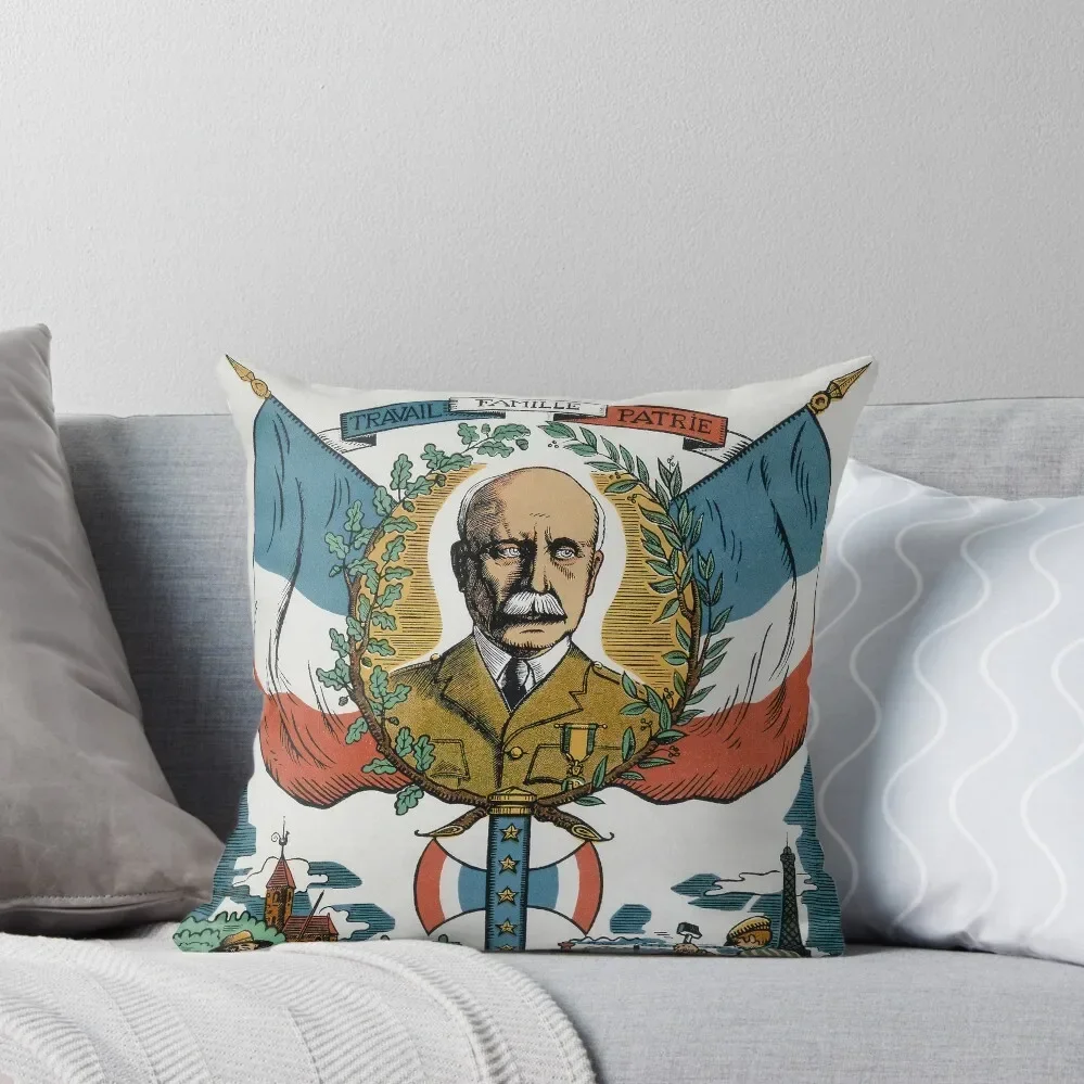 PETAIN WORK FAMILY FATHERLAND VICHY FRANCE PROPAGANDA Throw Pillow pillows decor home anime girl luxury home accessories pillow