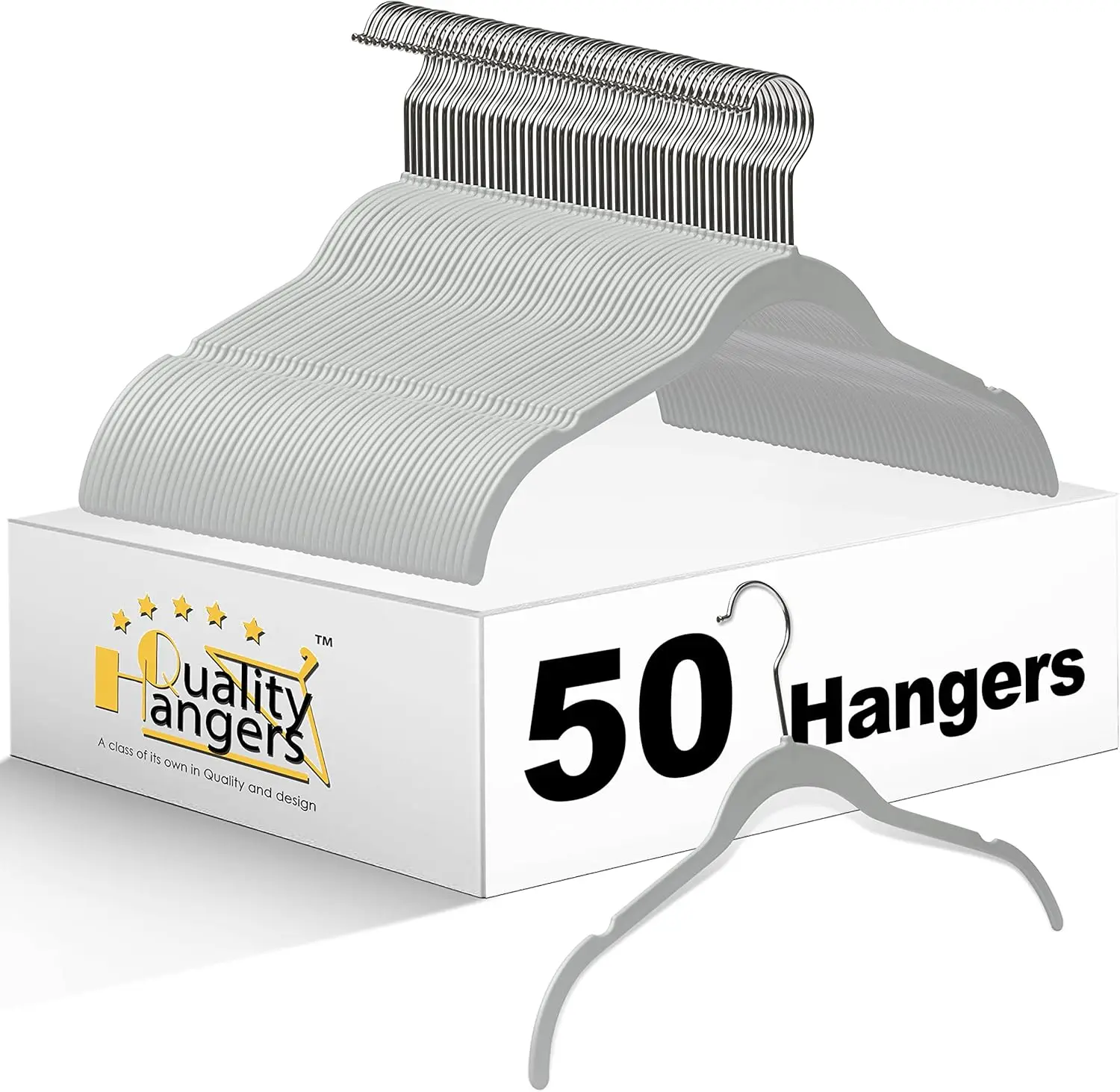 Clothes Hangers 50 Pack - Non-Velvet Plastic Hangers for Clothes -Heavy Duty Coat Hanger Set -Space-Saving Closet Hangers