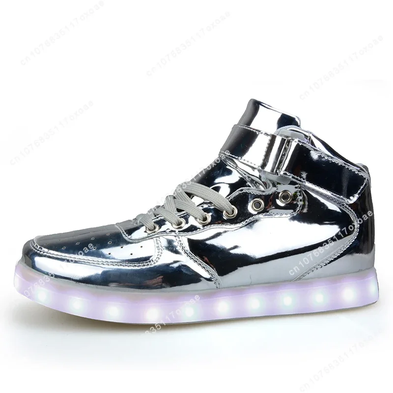 Trump-zapatos deportivos con luz LED para niños, zapatillas de deporte con Panel de cuero con espejo, para actuaciones de baile callejero, 2024